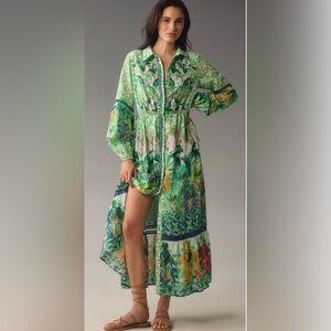 Anthropologie The Eleanora Long-Sleeve Maxi Shirt Dress Size S
